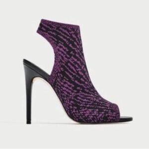 NWT Zara Women's Caged Open-Toe Heels in Black & Purple Size 8US 39EU
